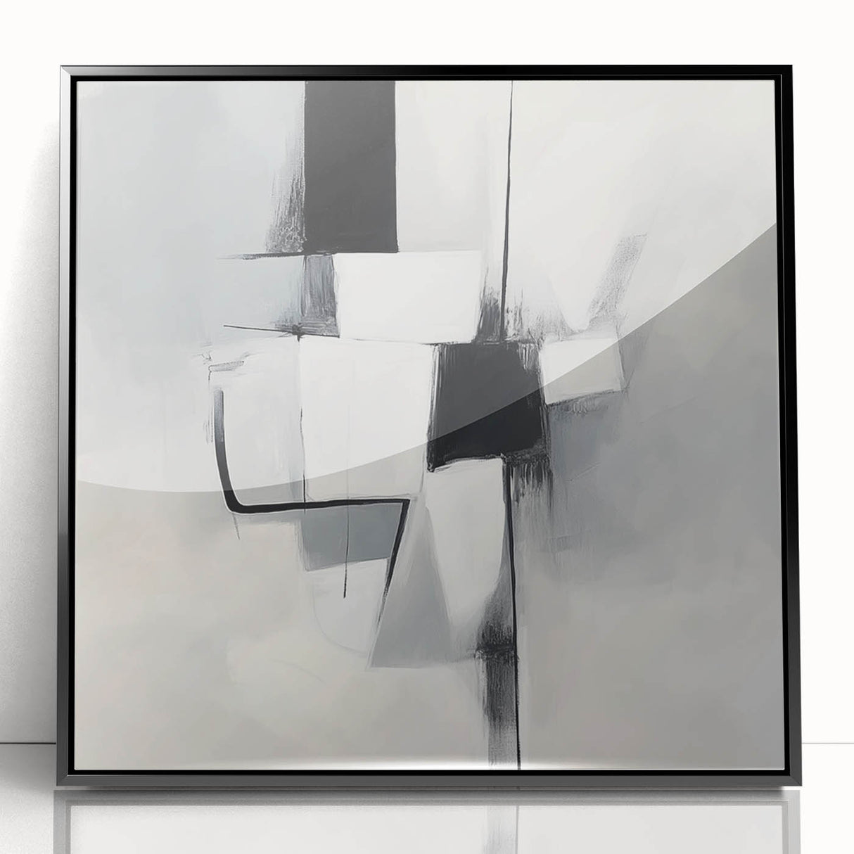 Geometric Abstract Wall Decor – Modern Black & White Canvas Design