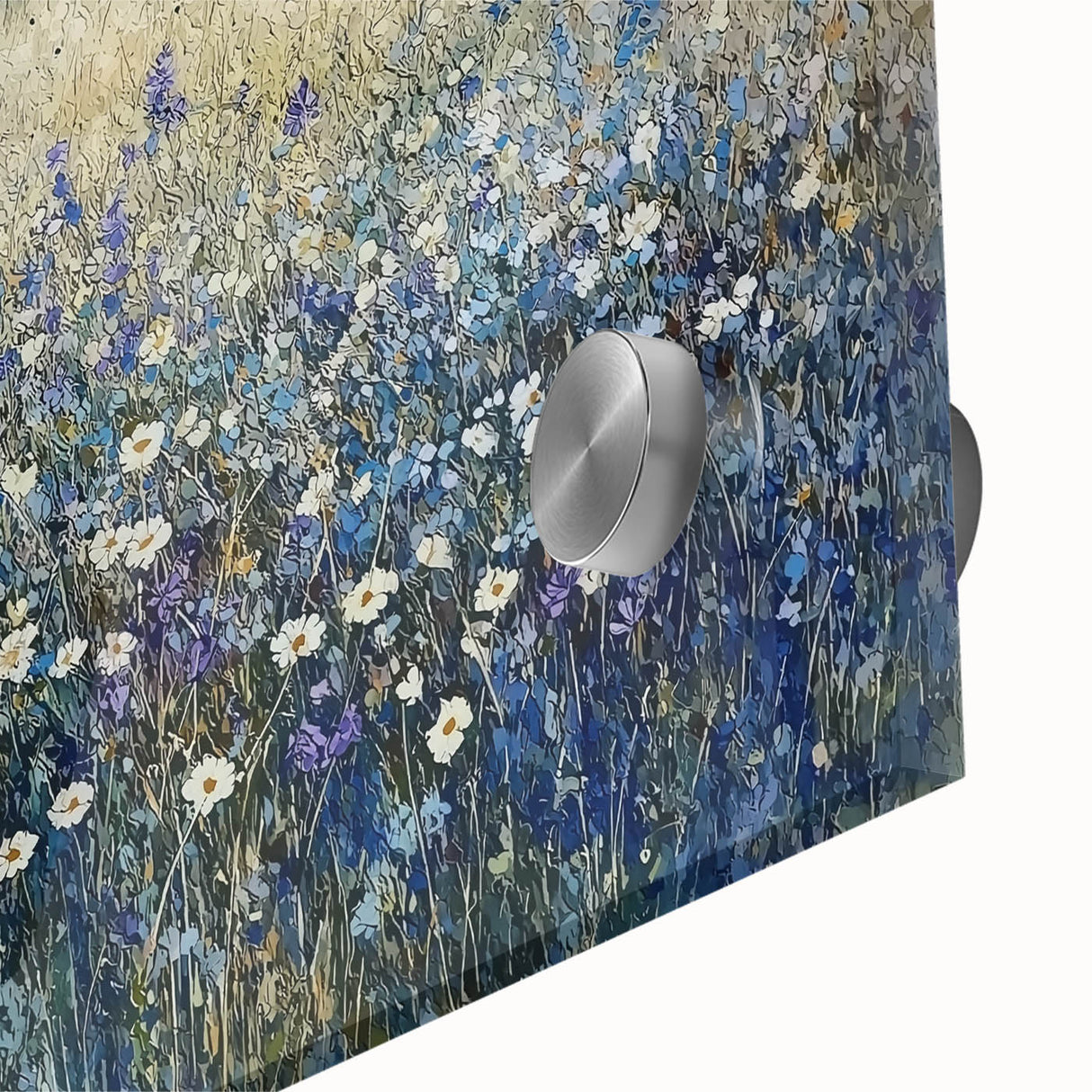 Close-up of vibrant abstract floral acrylic glass artwork showcasing intricate details and vivid colors, ideal for modern home decor and interior design enhancement.