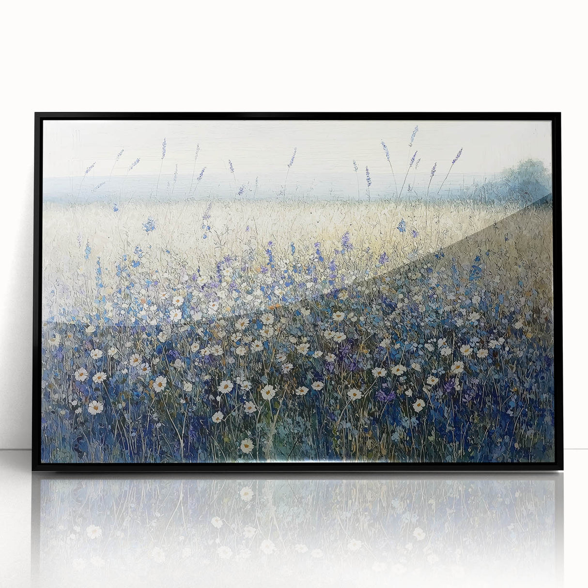 Framed black acrylic wall art featuring an abstract floral design with vibrant colors, perfect for modern home decor. Ideal for enhancing living spaces.
