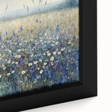 Close-up of a vibrant abstract floral framed canvas artwork showcasing intricate details in soft pastel colors, ideal for modern home decor or art enthusiasts.