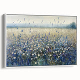 Framed canvas artwork displaying abstract floral designs in vibrant colors, set against a white background, showcasing a modern aesthetic perfect for home decor.