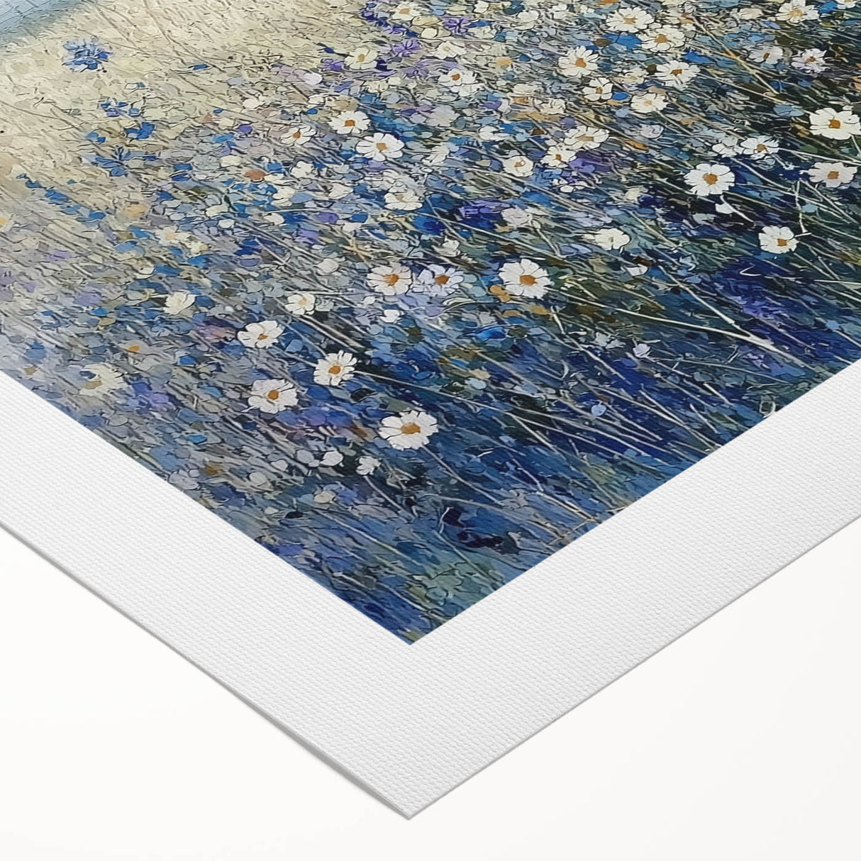 Abstract floral design on rolled canvas showcasing vibrant colors and intricate patterns, ideal for home decor. Packaged securely in a sturdy tube for protection during transit.
