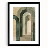 Abstract minimalist wall art framed in black, showcasing a sleek design with a white mat, perfect for modern home decor and enhancing interior aesthetics.