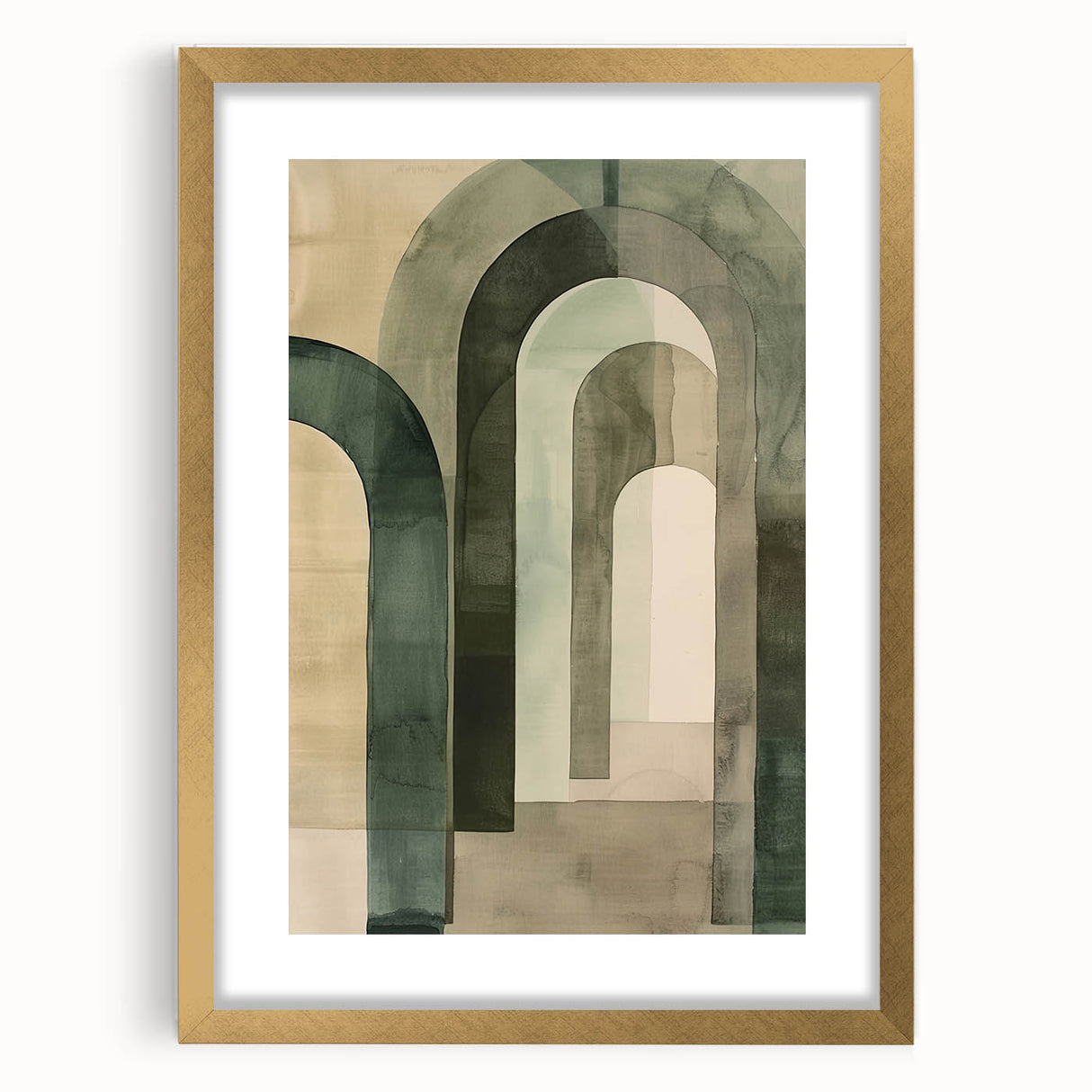 Abstract minimalist wall art framed in gold with a mat, showcasing a modern design perfect for contemporary home decor. Ideal for adding elegance to any space.