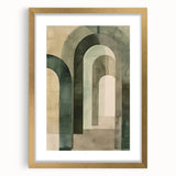 Abstract minimalist wall art framed in gold with a mat, showcasing a modern design perfect for contemporary home decor. Ideal for adding elegance to any space.