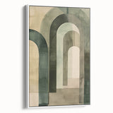 Abstract minimalist wall art design in a sleek frame, showcasing subtle white tones and geometric patterns, enhancing modern interior decor with elegance.