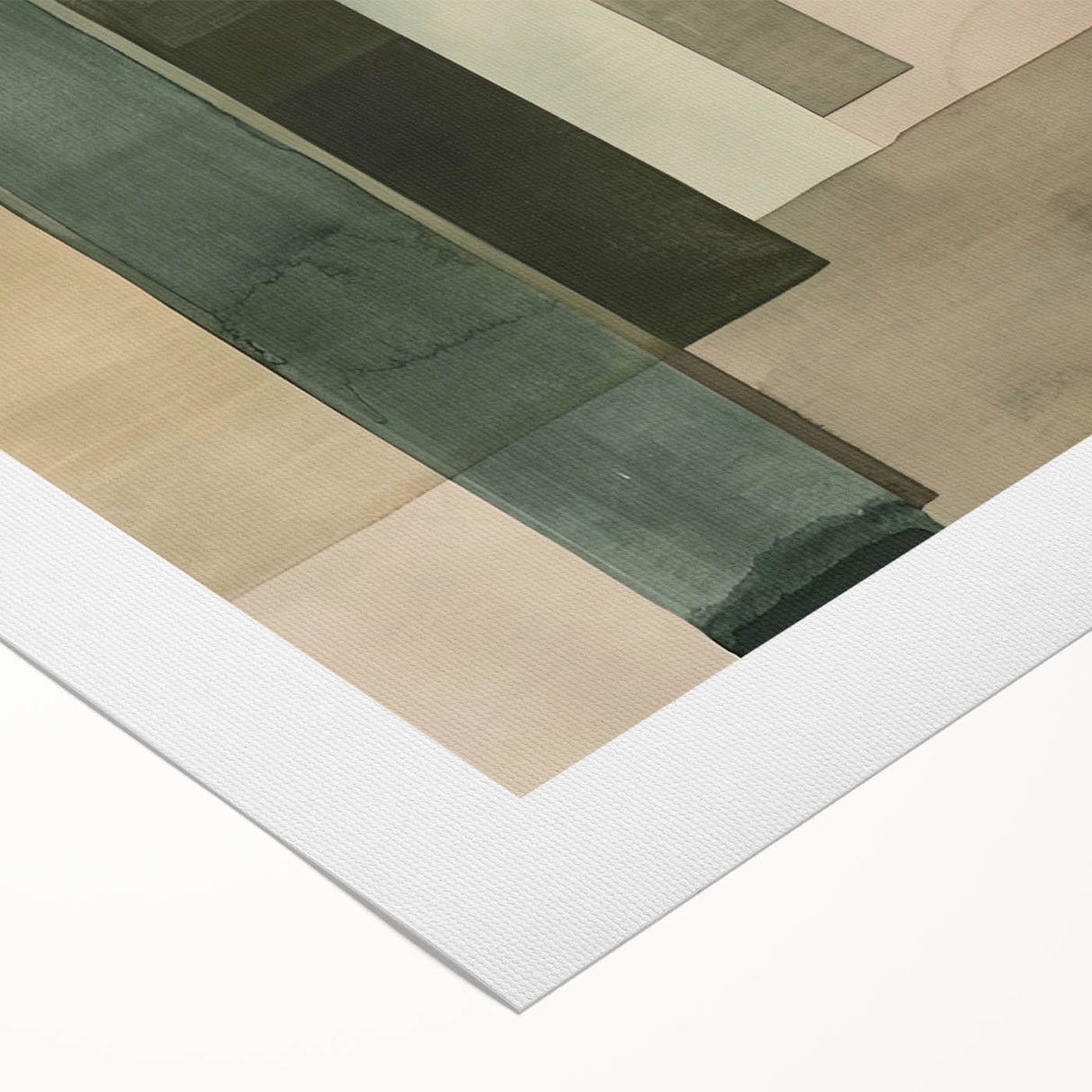 Abstract minimalist wall art on rolled canvas showcasing soft pastel colors and geometric shapes, elegantly packaged in a protective cardboard tube for easy display.