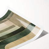 Abstract minimalist wall art print showcasing soft pastel colors and geometric shapes, elegantly rolled and ready for framing, emphasizing modern home decor style.