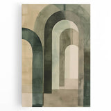 Abstract minimalist wall art featuring soft pastel colors and geometric shapes on a stretched canvas, perfect for modern home decor and interior design enhancement.