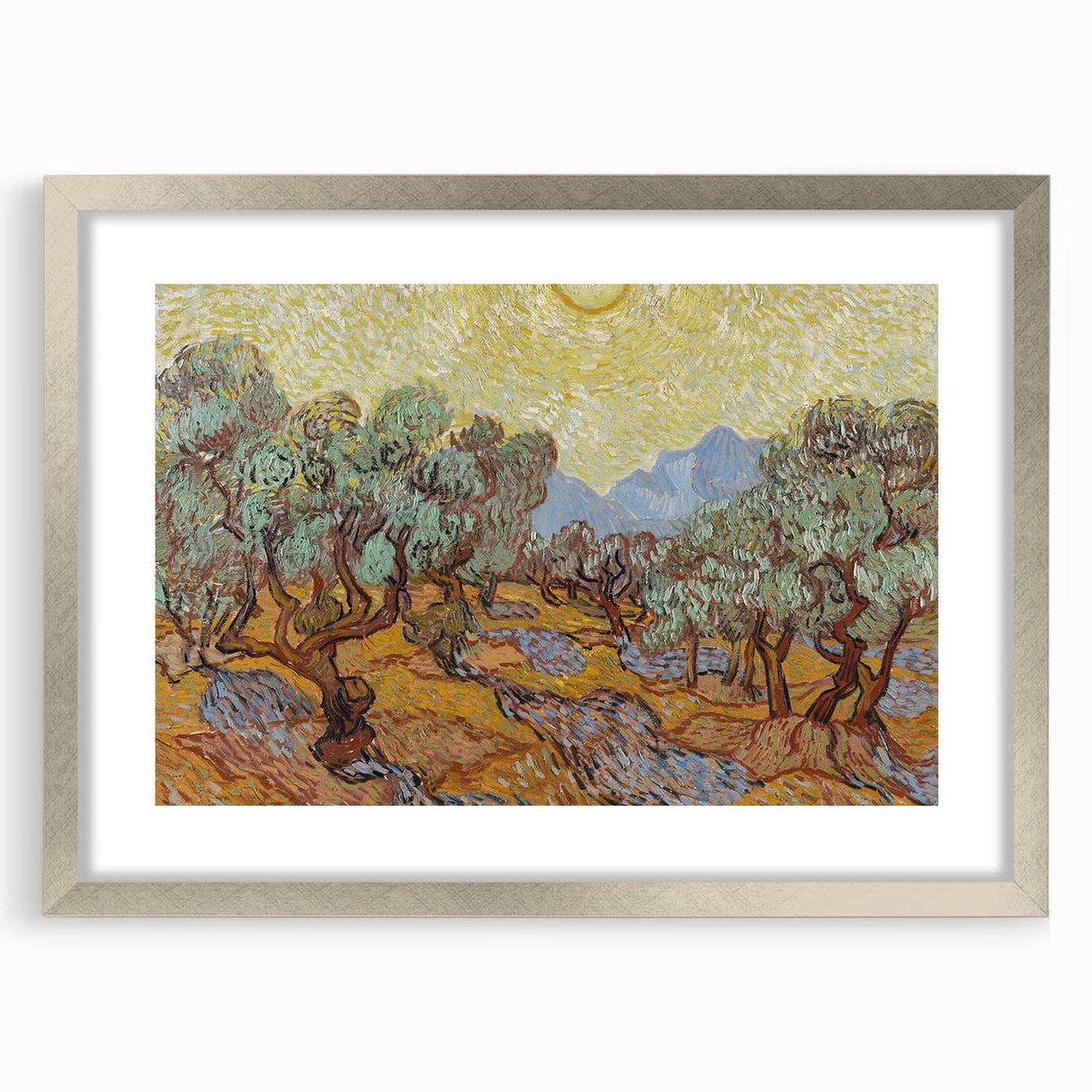 Van Gogh Olive Trees Under Sun - Impressionist Wall Art Print