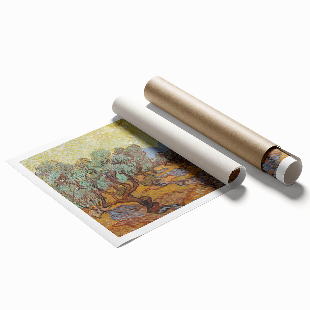 Van Gogh Olive Trees Under Sun - Impressionist Wall Art Print