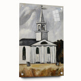 Modern Wall Art: Classic Church Landscape – Elegant Black & White Decor