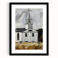 Modern Wall Art: Classic Church Landscape – Elegant Black & White Decor