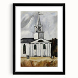 Modern Wall Art: Classic Church Landscape – Elegant Black & White Decor