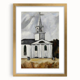 Modern Wall Art: Classic Church Landscape – Elegant Black & White Decor