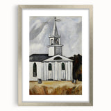 Modern Wall Art: Classic Church Landscape – Elegant Black & White Decor