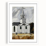 Modern Wall Art: Classic Church Landscape – Elegant Black & White Decor