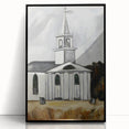 Modern Wall Art: Classic Church Landscape – Elegant Black & White Decor