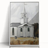 Modern Wall Art: Classic Church Landscape – Elegant Black & White Decor