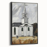 Modern Wall Art: Classic Church Landscape – Elegant Black & White Decor