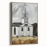 Modern Wall Art: Classic Church Landscape – Elegant Black & White Decor