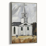 Modern Wall Art: Classic Church Landscape – Elegant Black & White Decor
