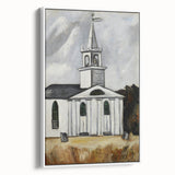Modern Wall Art: Classic Church Landscape – Elegant Black & White Decor