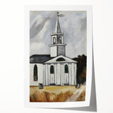 Modern Wall Art: Classic Church Landscape – Elegant Black & White Decor