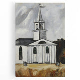 Modern Wall Art: Classic Church Landscape – Elegant Black & White Decor