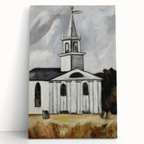 Modern Wall Art: Classic Church Landscape – Elegant Black & White Decor