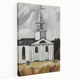 Modern Wall Art: Classic Church Landscape – Elegant Black & White Decor
