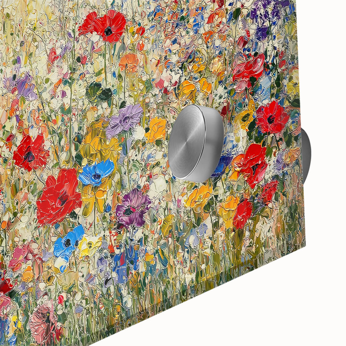 Close-up of an abstract floral design on acrylic glass, showcasing vibrant colors and intricate details, perfect for modern home decor and art enthusiasts.