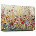Abstract floral acrylic wall art displayed from the side, showcasing vibrant colors and intricate details, secured with sleek pins for an elegant finish.