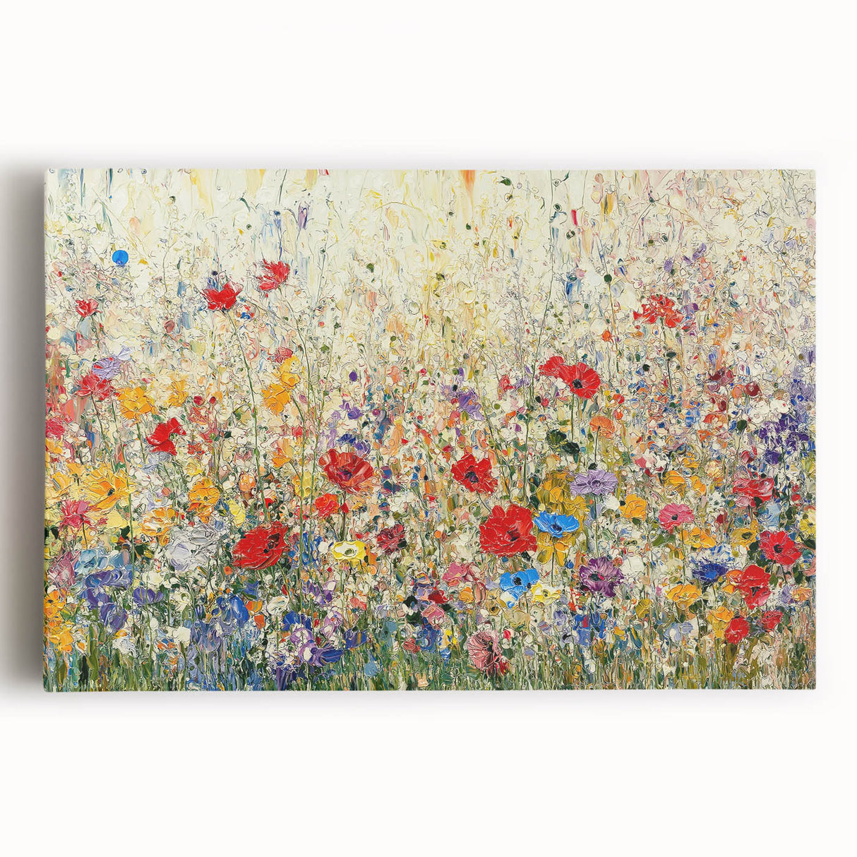 Abstract floral stretched canvas artwork showcasing vibrant colors and intricate patterns, perfect for enhancing modern home decor and adding a touch of elegance.