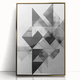 Framed abstract minimalist wall art featuring gold accents and a sleek acrylic finish, ideal for modern home decor and adding a touch of elegance to any room.