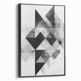 Framed minimalist abstract wall art in black, showcasing a sleek side view against a neutral background, perfect for modern home decor. Ideal for contemporary art enthusiasts seeking elegant wall accents.