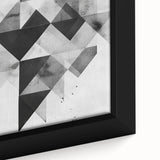 Abstract minimalist wall art close-up, showcasing soft pastel colors and geometric shapes, framed elegantly for modern home decor. Ideal for enhancing contemporary interiors.