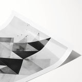 Abstract minimalist wall art print showcasing soft pastel colors and geometric shapes, rolled and packaged in a protective cardboard tube, ideal for modern decor.