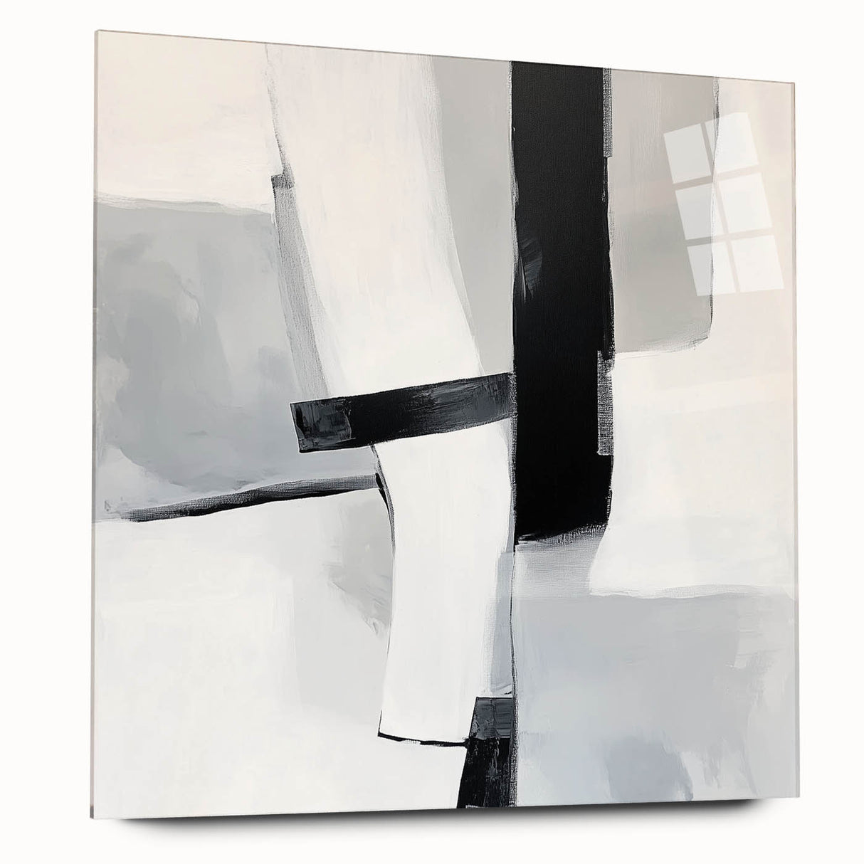 Large Abstract Wall Art – Bold Black & White Vertical Canvas Print