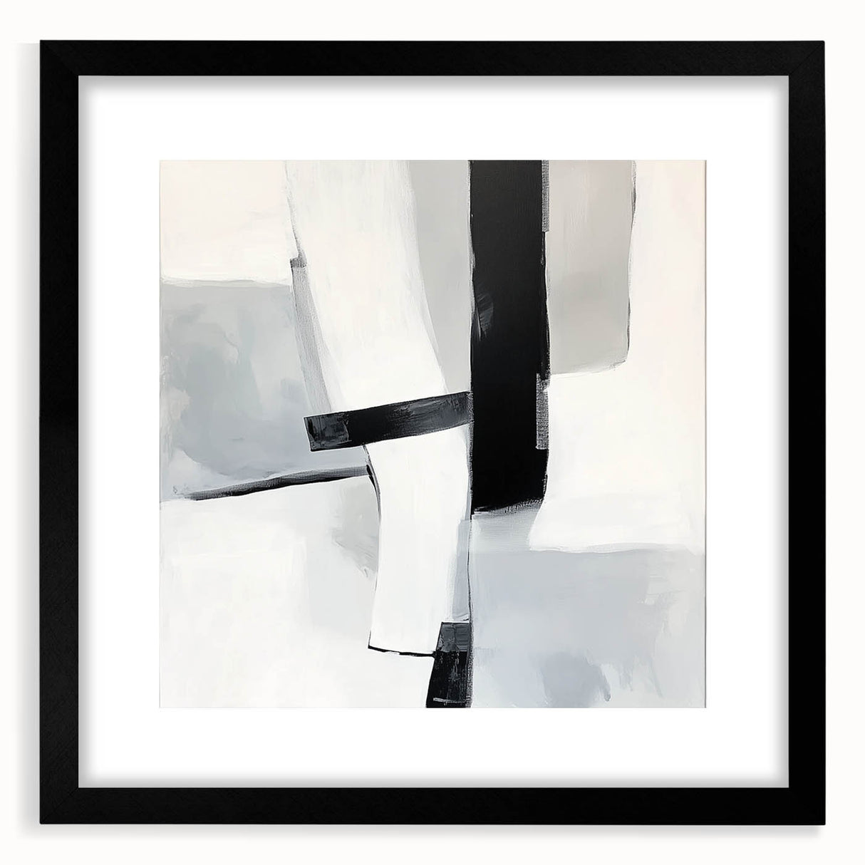 Large Abstract Wall Art – Bold Black & White Vertical Canvas Print