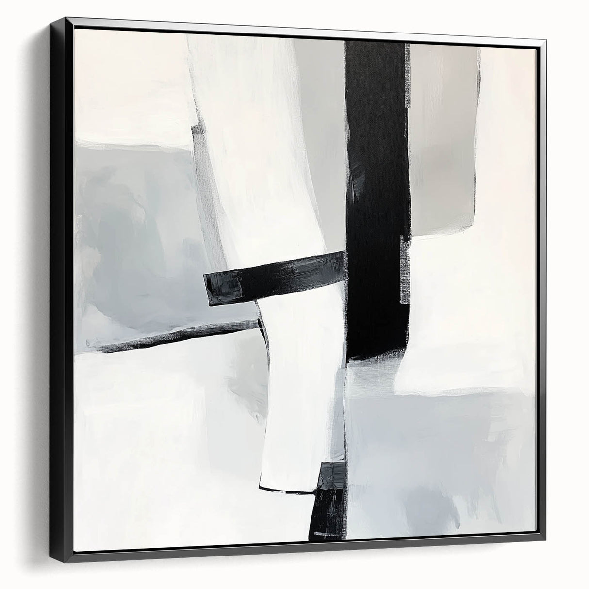 Large Abstract Wall Art – Bold Black & White Vertical Canvas Print