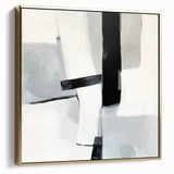 Large Abstract Wall Art – Bold Black & White Vertical Canvas Print