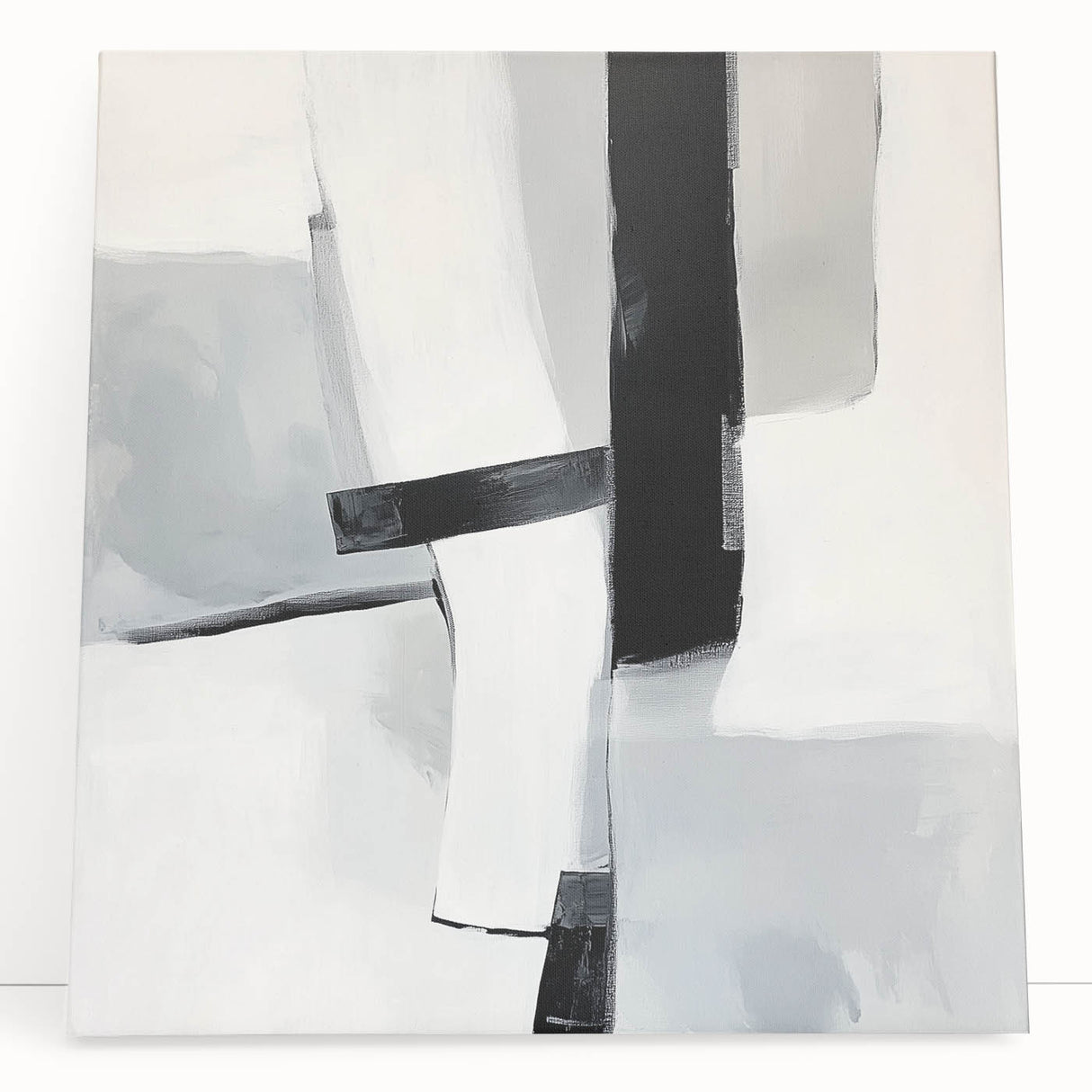 Large Abstract Wall Art – Bold Black & White Vertical Canvas Print