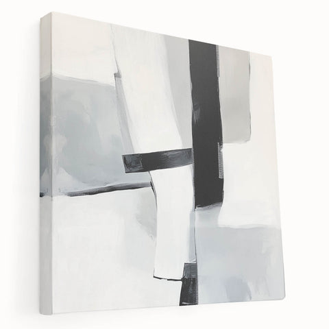 Large Abstract Wall Art – Bold Black & White Vertical Canvas Print