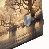 Golden Forest Reflection Wall Art - Modern Landscape Canvas