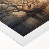 Golden Forest Reflection Wall Art - Modern Landscape Canvas