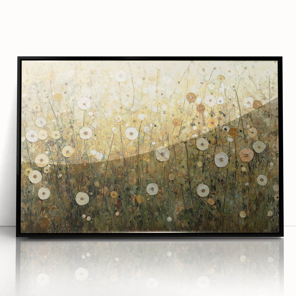 Framed acrylic artwork showcasing a vibrant abstract floral design in black and colorful hues, ideal for modern home decor, enhancing any living space.