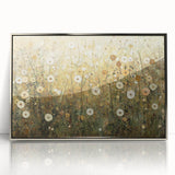 Framed acrylic artwork showcasing an abstract floral design in vibrant colors, highlighted by a sleek silver frame, perfect for modern home decor.