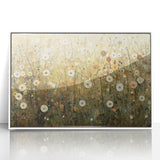 Framed acrylic artwork featuring vibrant abstract floral designs in shades of pink, green, and gold, set against a sleek white background for a modern touch. Perfect for enhancing home decor with a touch of elegance and color.