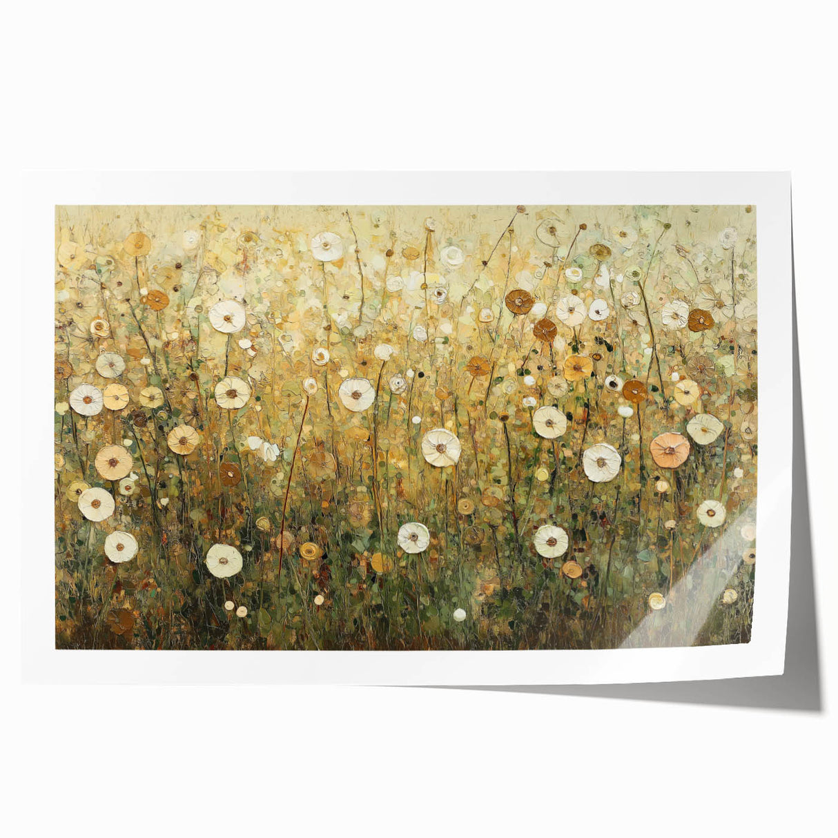 Vibrant abstract floral print on rolled canvas showcasing intricate patterns in shades of pink, blue, and green, ideal for modern home decor.